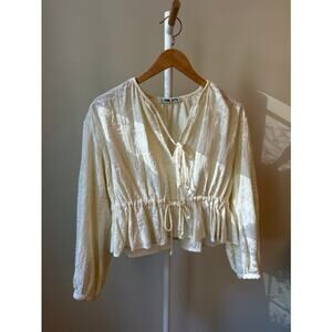 Ciao Lucia Ivory Embroidered Blouse, Size Small